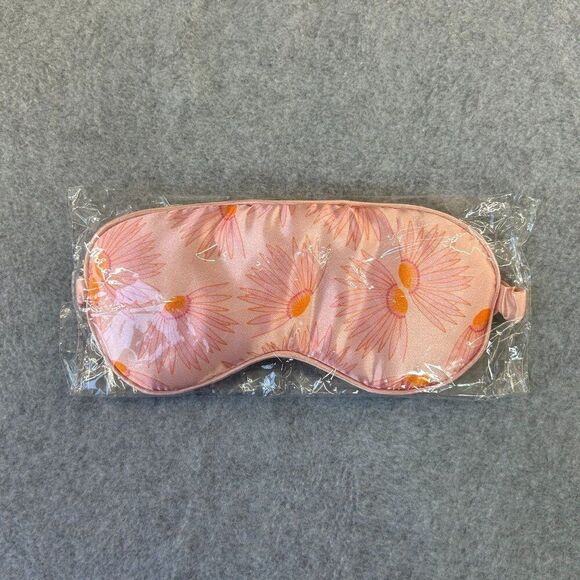 Kate Spade New York Silk Daisy Print Eye Mask Pink Orange Sleep Plane Selfcare - Picture 1 of 8